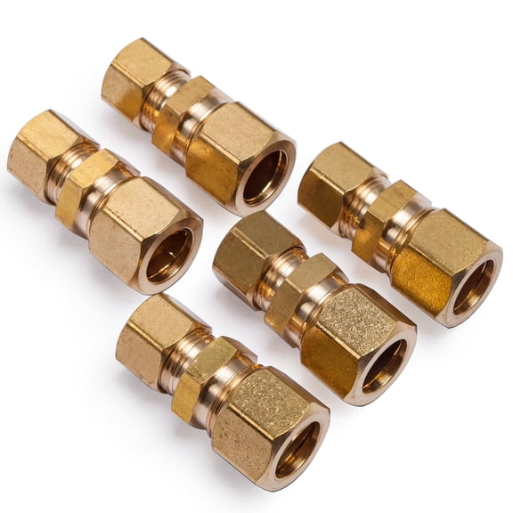 LTWFITTING 1/2" OD x 3/8" OD Compression Reducing Union,Brass Compression Fitting(Pack of 5)