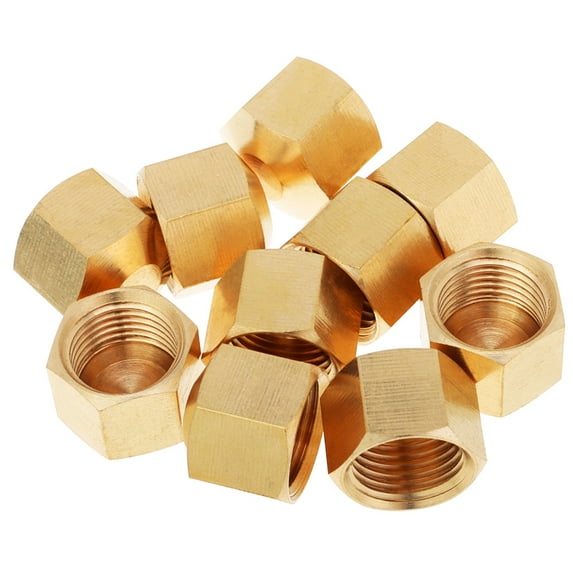 LTWFITTING 1/4" Brass Compression Cap Stop Valve Cap,Brass Compression Fitting(Pack of 10)