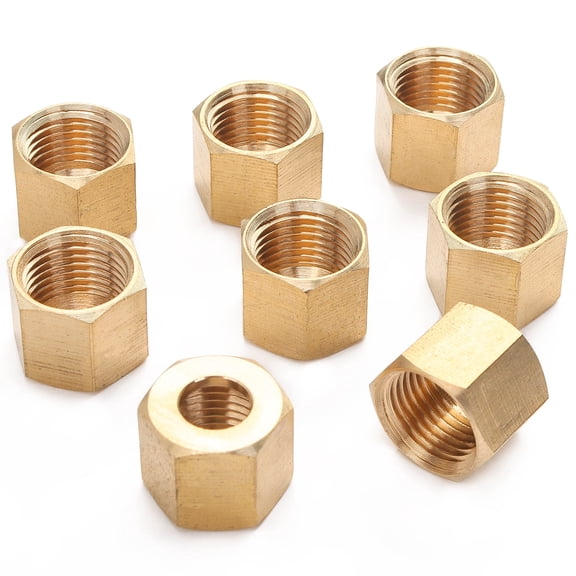 LTWFITTING 1/4" Brass Compression Nut,Brass Compression Fitting(pack of 25)