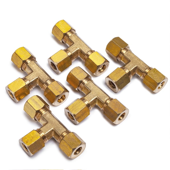 LTWFITTING 1/4" OD Compression Tee,Brass Compression Fitting(Pack of 5)