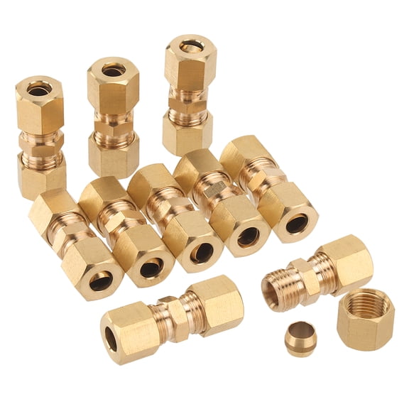 LTWFITTING 1/4" OD Compression Union,Brass Compression Fitting(Pack of 10)