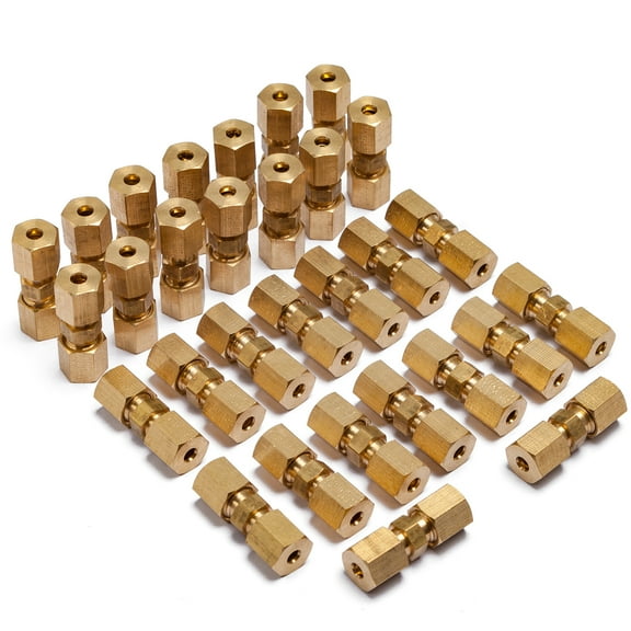 LTWFITTING 1/8" OD Compression Union,Brass Compression Fitting(Pack of 30)
