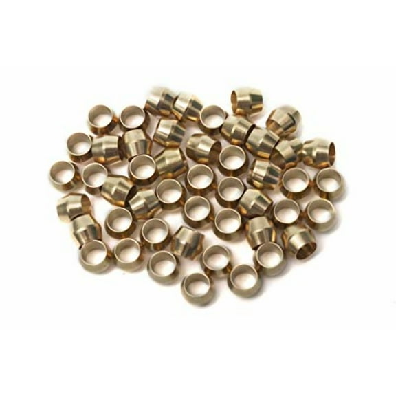 LTWFITTING 3/16-Inch Brass Compression Sleeves Ferrels,Brass Compression Fitting(Pack of 50)