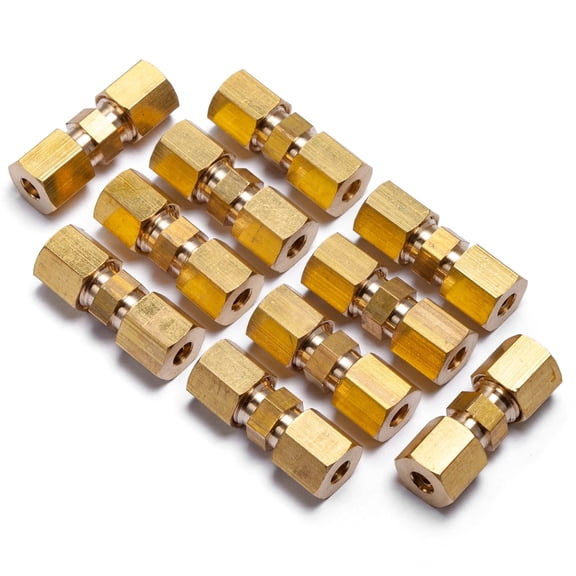 LTWFITTING 3/16" OD Compression Union,Brass Compression Fitting(Pack of 10)