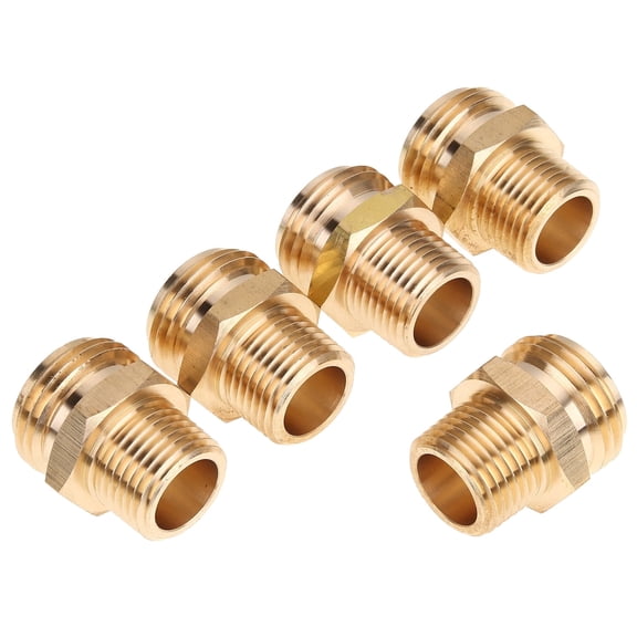 LTWFITTING 3/4" MHT x 1/2" MIP Brass Hose Adapter,Brass Garden Hose Fitting(Pack of 5)