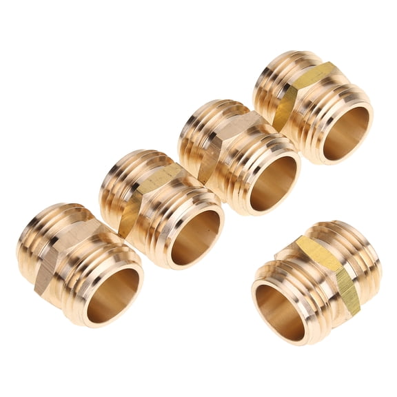 LTWFITTING 3/4" MHT x 3/4" MHT Brass Hose Adapter,Brass Garden Hose Fitting(Pack of 5)