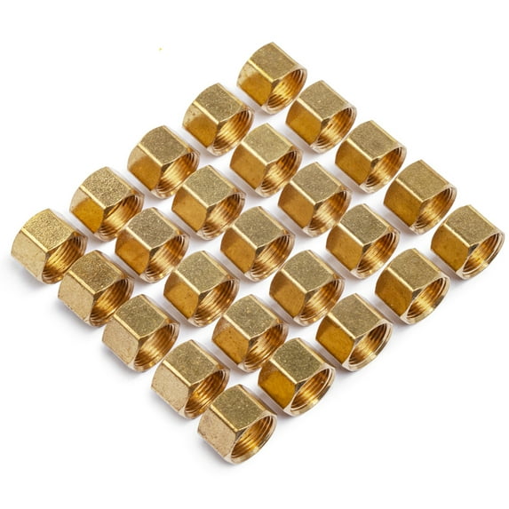 LTWFITTING 3/8" Brass Compression Nut,Brass Compression Fitting(Pack of 25)