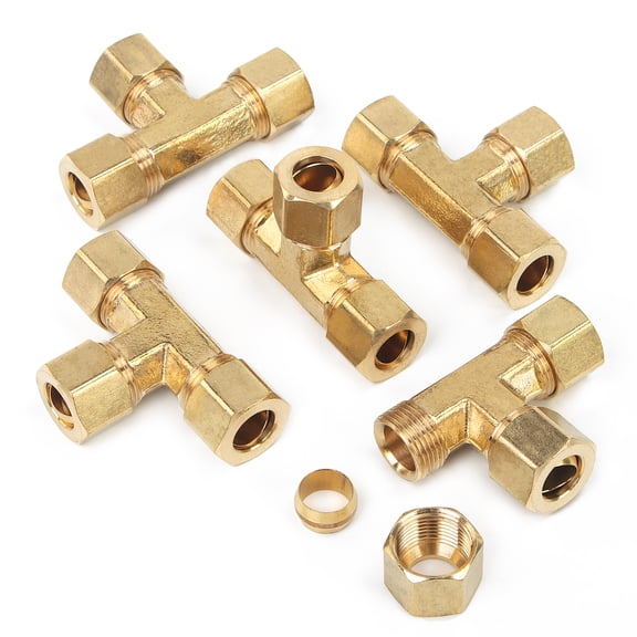 LTWFITTING 3/8" OD Compression Tee,Brass Compression Fitting(Pack of 5)