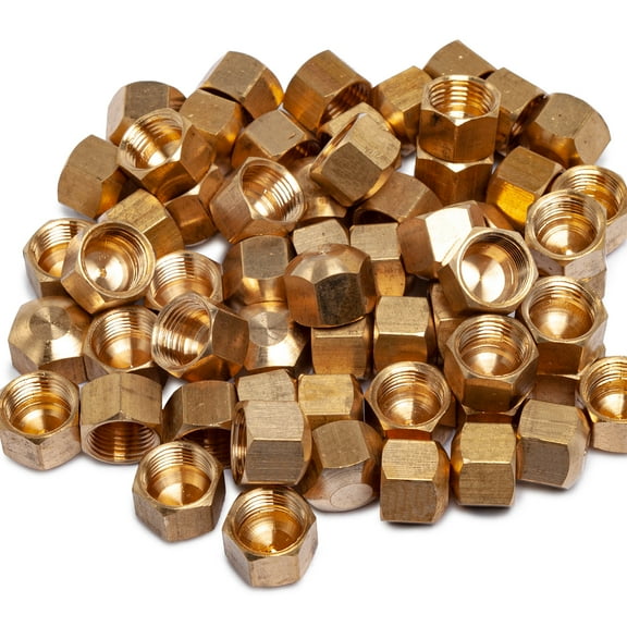 LTWFITTING 5/16" Brass Compression Cap Stop Valve Cap,Brass Compression Fitting(Pack of 60)