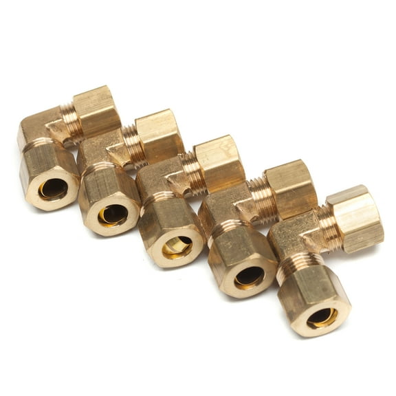 LTWFITTING 5/16" OD 90 Degree Compression Union Elbow,Brass Compression Fitting(Pack of 5)
