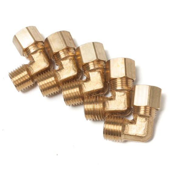 LTWFITTING 5/16" OD x 1/4" Male NPT 90 Degree Compression Elbow,Brass Compression Fitting(Pack of 5)
