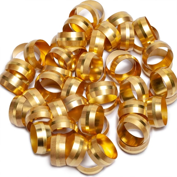 LTWFITTING 5/8" Brass Compression Sleeves Ferrels,Brass Compression Fitting(Pack of 50)