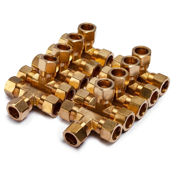 LTWFITTING 5/8" OD Compression Tee,Brass Compression Fitting(Pack of 10)