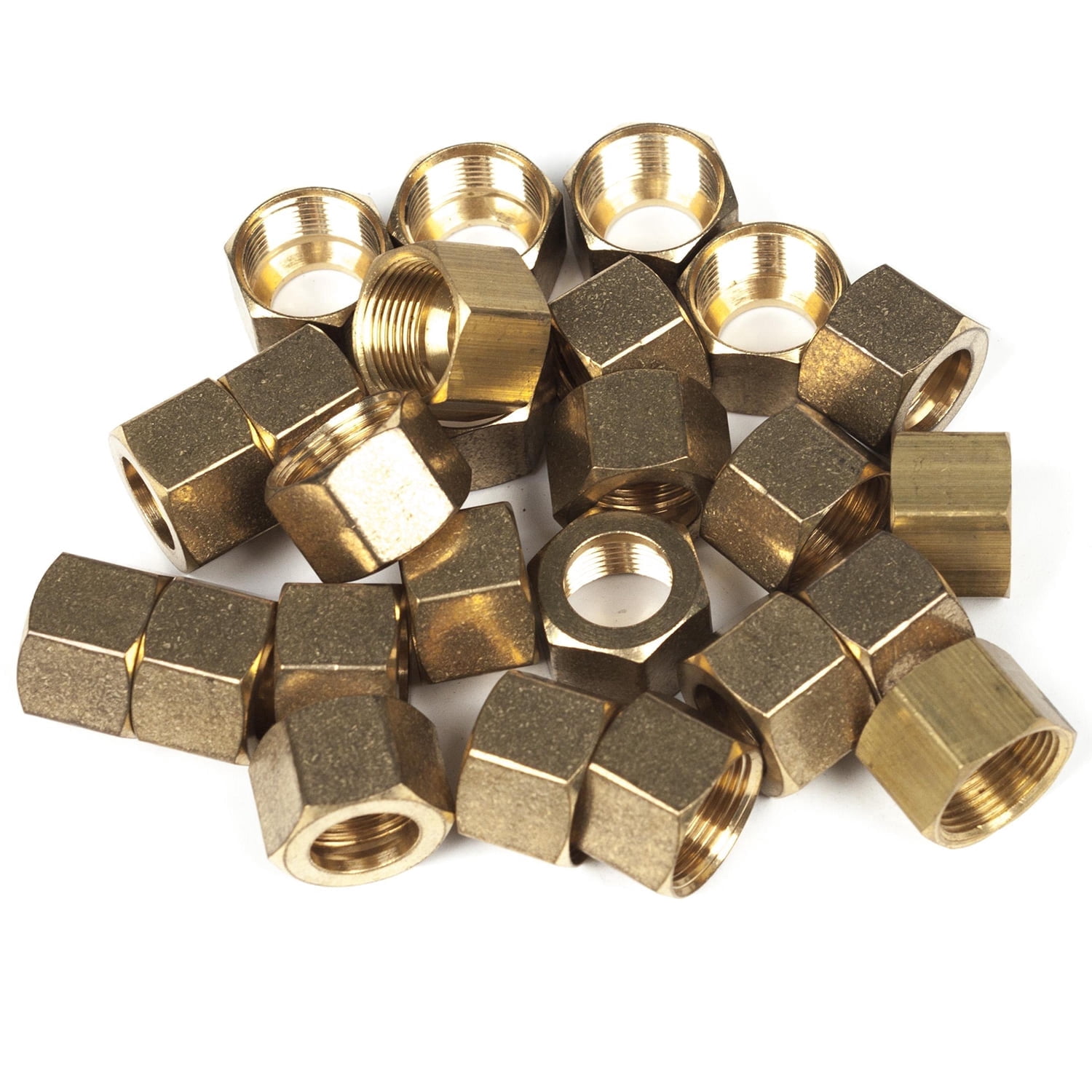 LTWFITTING 7/16" Brass Compression Nut, Hardware Compression Fitting (pack of 25)