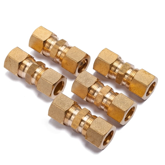 LTWFITTING 7/16 OD Compression Union,Brass Compression Fitting(Pack of 5)