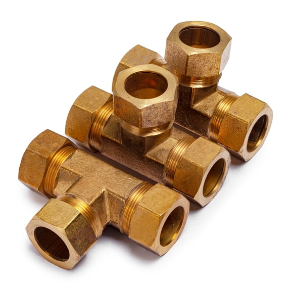 LTWFITTING 7/8" OD Compression Tee,Brass Compression Fitting(Pack of 3)