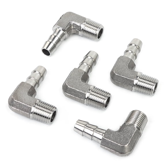 LTWFITTING Stainless Steel 316 90 Degree Elbow Barb Fitting, 1/4 inch Hose ID x 1/8 inch Male NPT, for Air