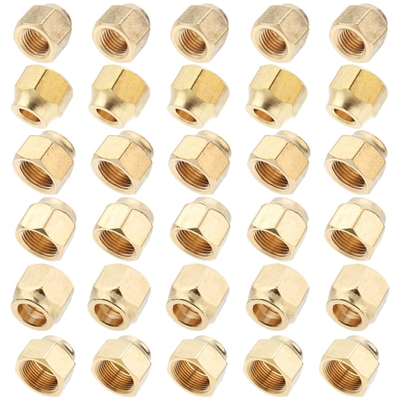 LTWFITTING Assortment Kit Tube OD 1/4" 5/16" 3/8" 1/2" 3/4" 5/8" Brass Flare Short Forged Nut Set (Pack of 30)
