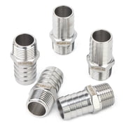 LTWFITTING Bar Production Stainless Steel 316 Barb Fitting Coupler/Connector 3/4" Hose ID x 1/2" Male NPT Air Fuel Water Pack of 5