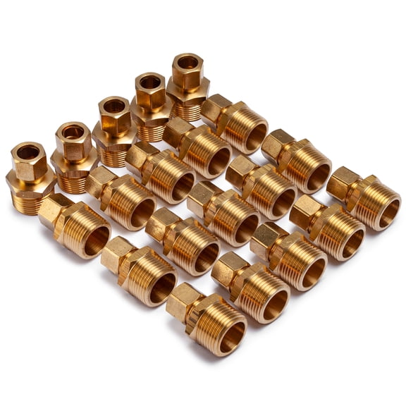 LTWFITTING Brass 1/2" OD x 3/4" Male NPT Compression Connector Fitting(Pack of 20)