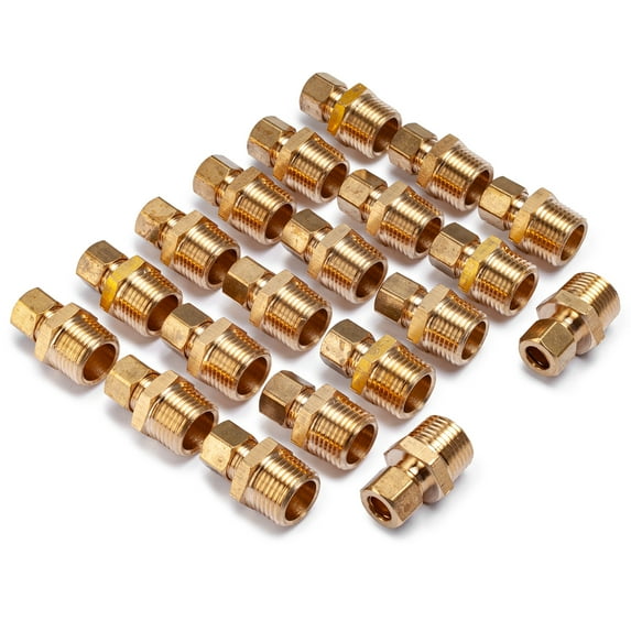 LTWFITTING Brass 3/8 OD x 1/2 Male NPT Compression Connector Fitting(Pack of 20)