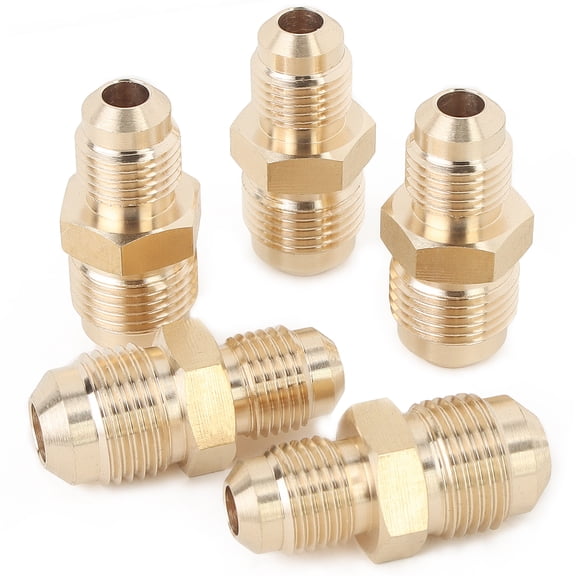 LTWFITTING Brass 3/8" OD x 5/16" OD Flare Reducing Union,Brass Flare Tube Fitting(Pack of 5)