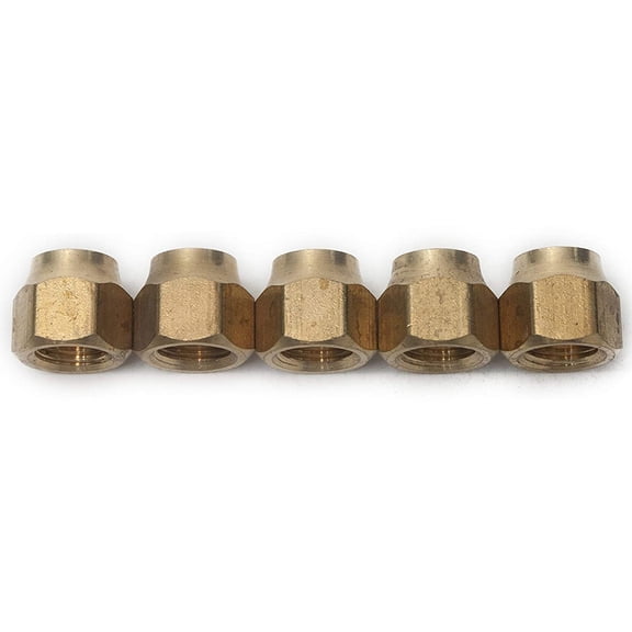 LTWFITTING Brass 5/16" OD 45 Degree Flare Short Forged Nut,Flare Tube Fitting(Pack of 5)