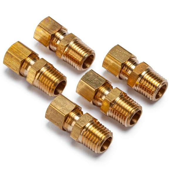 LTWFITTING Brass 5/16" OD x 1/4" Male NPT Compression Connector Fitting(Pack of 5)