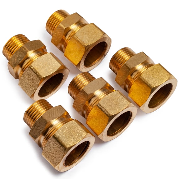 LTWFITTING Brass 7/8" OD x 1/2" Male NPT Compression Connector Fitting(Pack of 5)