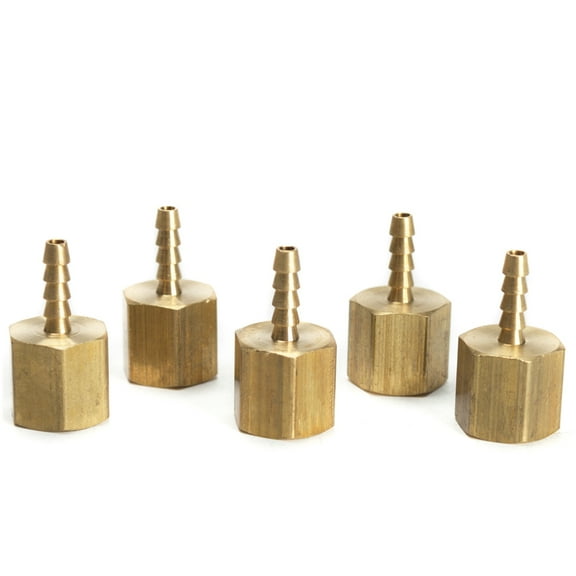LTWFITTING Brass Barb Fitting Coupler 1/8-Inch Hose ID x 1/4-Inch Female NPT Fuel Gas Water(Pack of 5)
