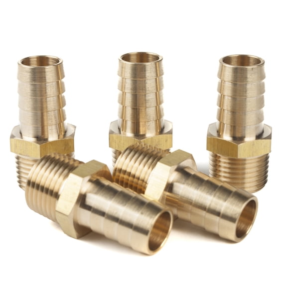 LTWFITTING Brass Barb Fitting Coupler/Connector 5/8-Inch Hose ID x 1/2-Inch Male NPT(Pack of 5)