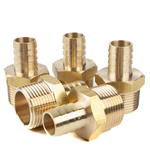 LTWFITTING Brass Fitting Connector 3/4-Inch Hose Barb x 1-Inch NPT Male Fuel Gas Water(Pack of 5)
