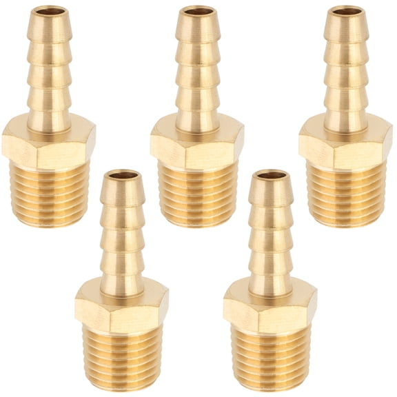 LTWFITTING Brass Fitting Coupler 1/4-Inch Hose Barb x 1/4-Inch Male NPT Fuel Gas Water(Pack of 5)