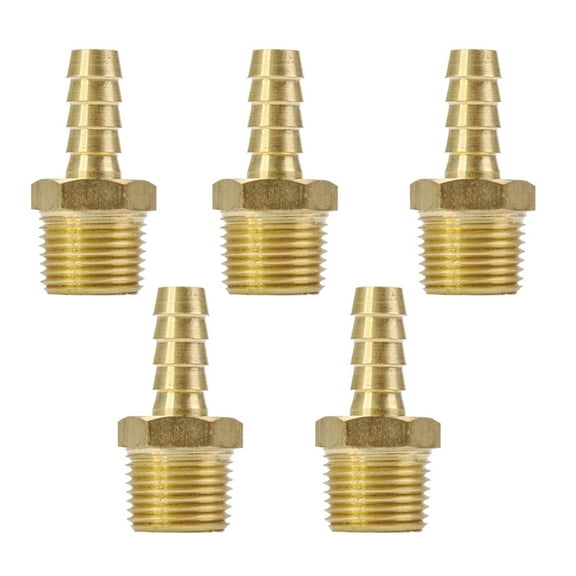 LTWFITTING Brass Fitting Coupler 5/16-Inch Hose Barb x 3/8-Inch Male NPT Fuel Gas Water(Pack of 5)