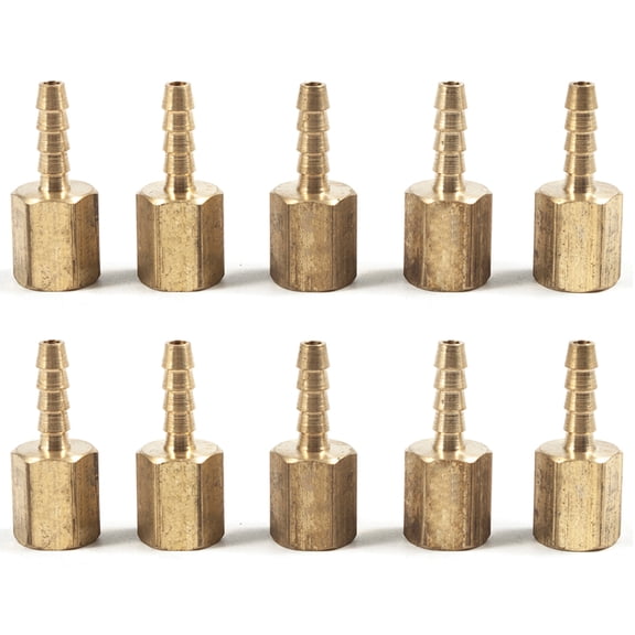 LTWFITTING Brass Fitting Coupler/Adapter 1/8-Inch Hose Barb x 1/8-Inch Female NPT(Pack of 10)