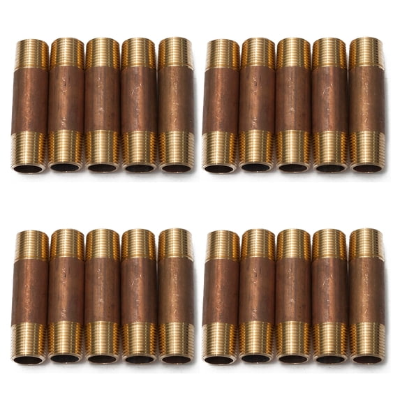 LTWFITTING Brass Pipe 2-1/2" Long Nipple Fitting 3/8 Male NPT Air Water(Pack of 20)