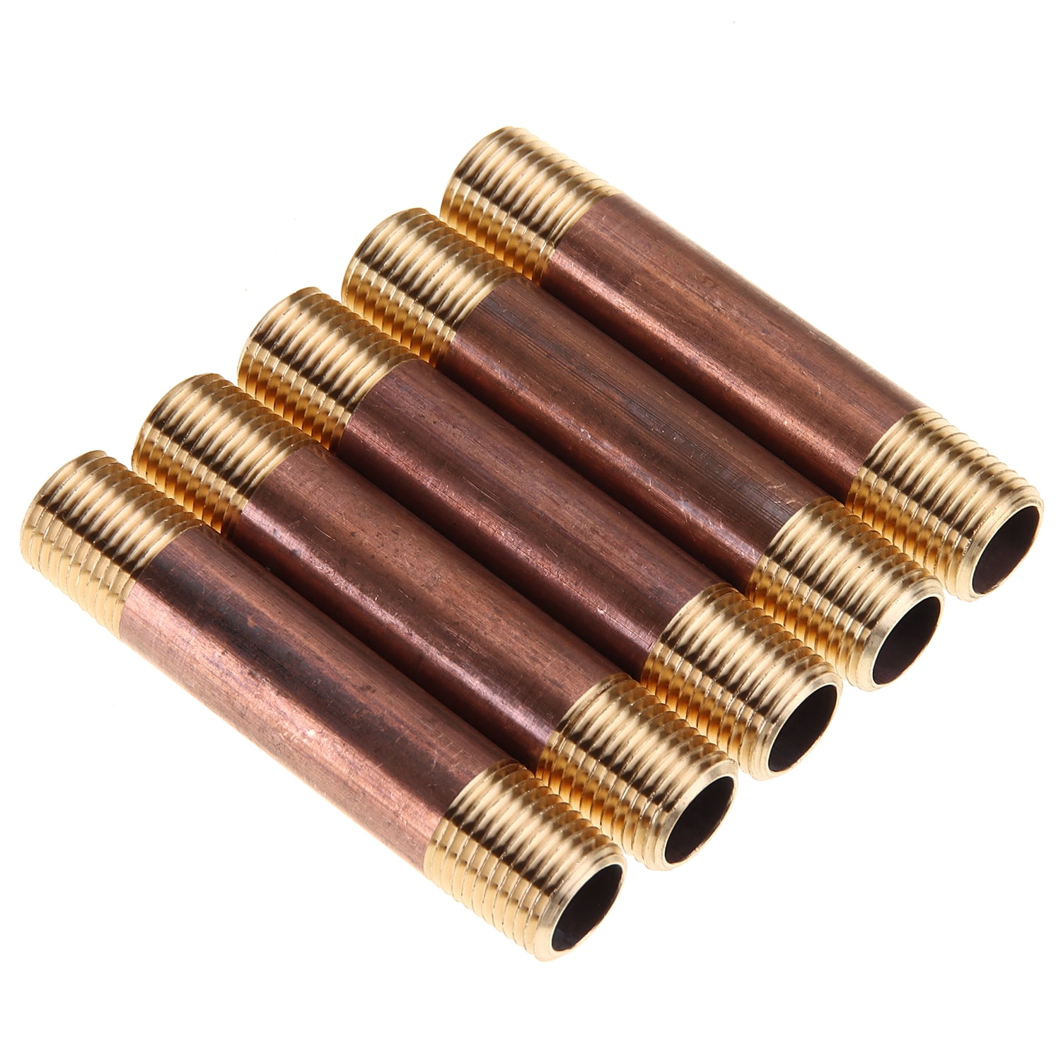 2 Pieces Brass Pipe Fitting 3/4 x 3/4 Inch NPT Brass Hex Nipple Male Pipe Adapter