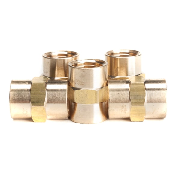 LTWFITTING Brass Pipe Fitting Coupling Coupler 1/4 x 1/4 Inch Female NPT FNPT FPT Pipe Water Boat(Pack of 5)