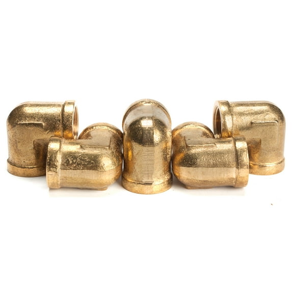 LTWFITTING Brass Pipe Fitting Female 90 Deg 3/8-Inch NPT Elbow Fuel Air(Pack of 5)