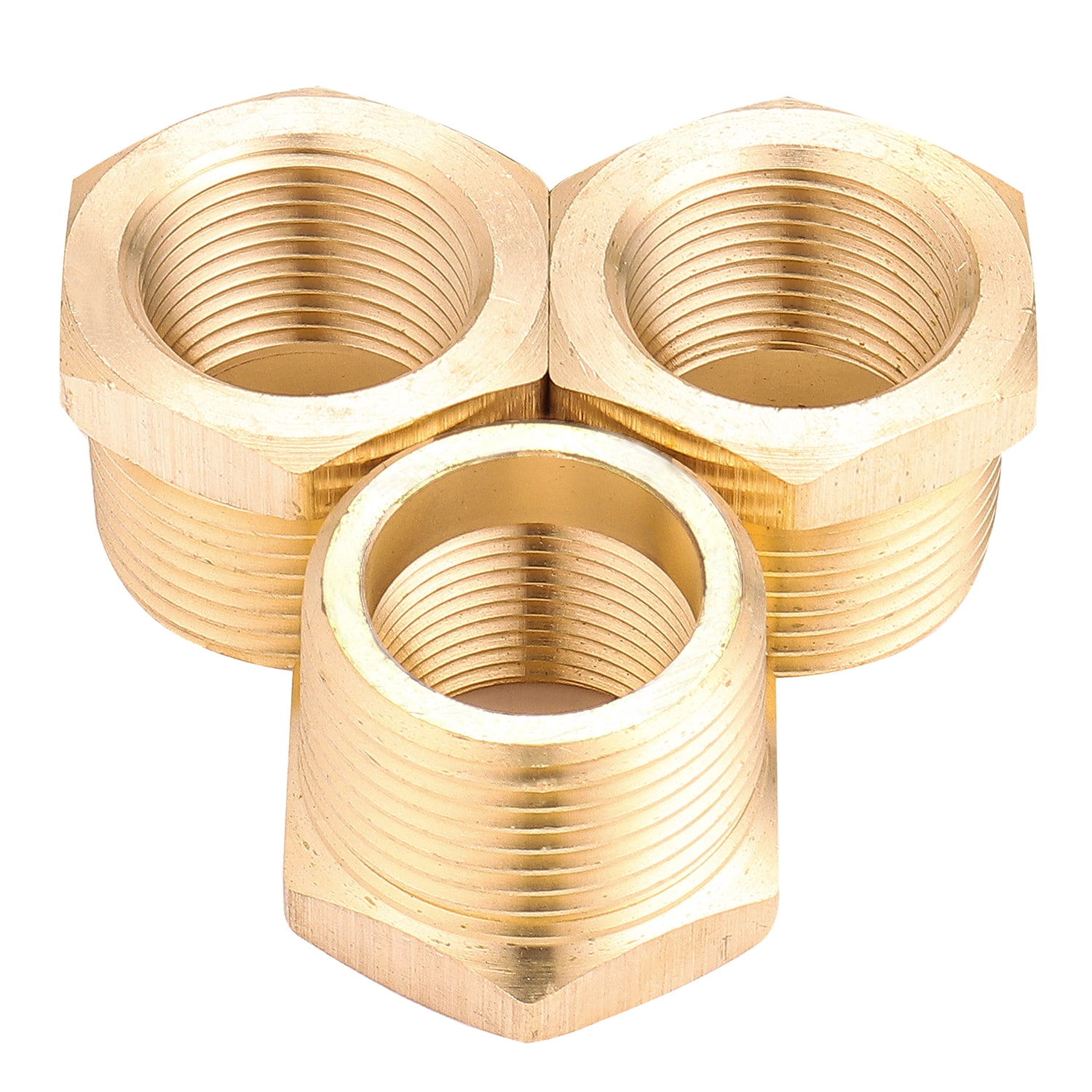 Brass Pipe Bushing Reducer - 3/4" Male X 3/8" Female NPT Fitting 5-Pack