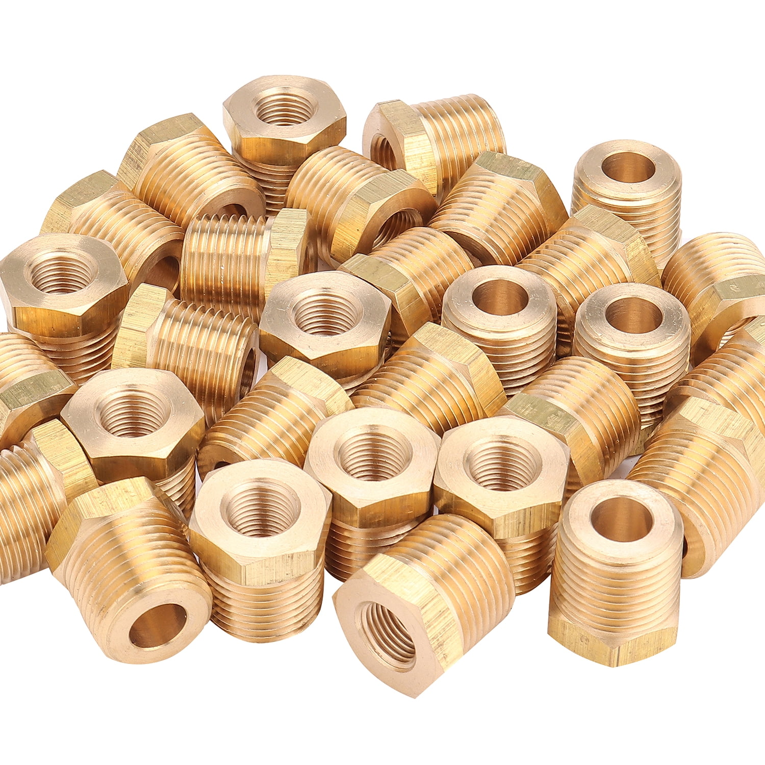 Brass Pipe Hex Bushing Reducer Fittings – 3/4" Male X 3/8" Female NPT, Pack Of 5 For Fuel, Air, Water Lines