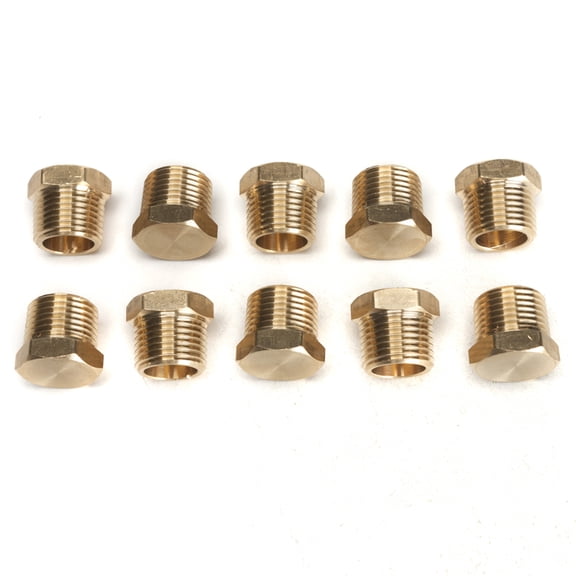 LTWFITTING Brass Pipe Hex Head Plug Fittings 1/2-Inch Male NPT Air Fuel Water Boat(Pack of 10)