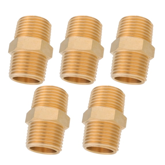 LTWFITTING Brass Pipe Hex Nipple Fitting 1/2 x 1/2 inch Male NPT (pack of 5)