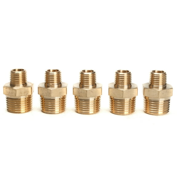 LTWFITTING Brass Pipe Hex Reducing Nipple Fitting 1/2-Inch x 1/4-Inch Male NPT(Pack of 5)