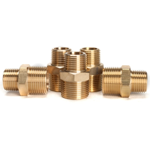 LTWFITTING Brass Pipe Hex Reducing Nipple Fitting 3/4-Inch x 1/2-Inch Male NPT(Pack of 5)