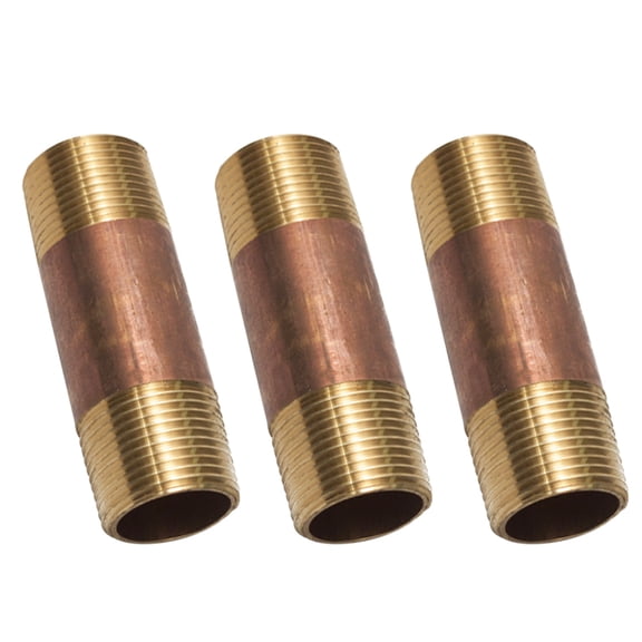 LTWFITTING Red Brass Pipe Fitting, Nipple, 3/4" NPT Male X 3" Length (Pack of 3)