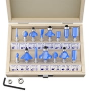 LU&MN Carbide Tipped Router Bits (15 PCS) with 1/4" Shank, Wood Milling Saw Cutter, All Purpose (Woodworking Tools for Home Improvement and DIY)