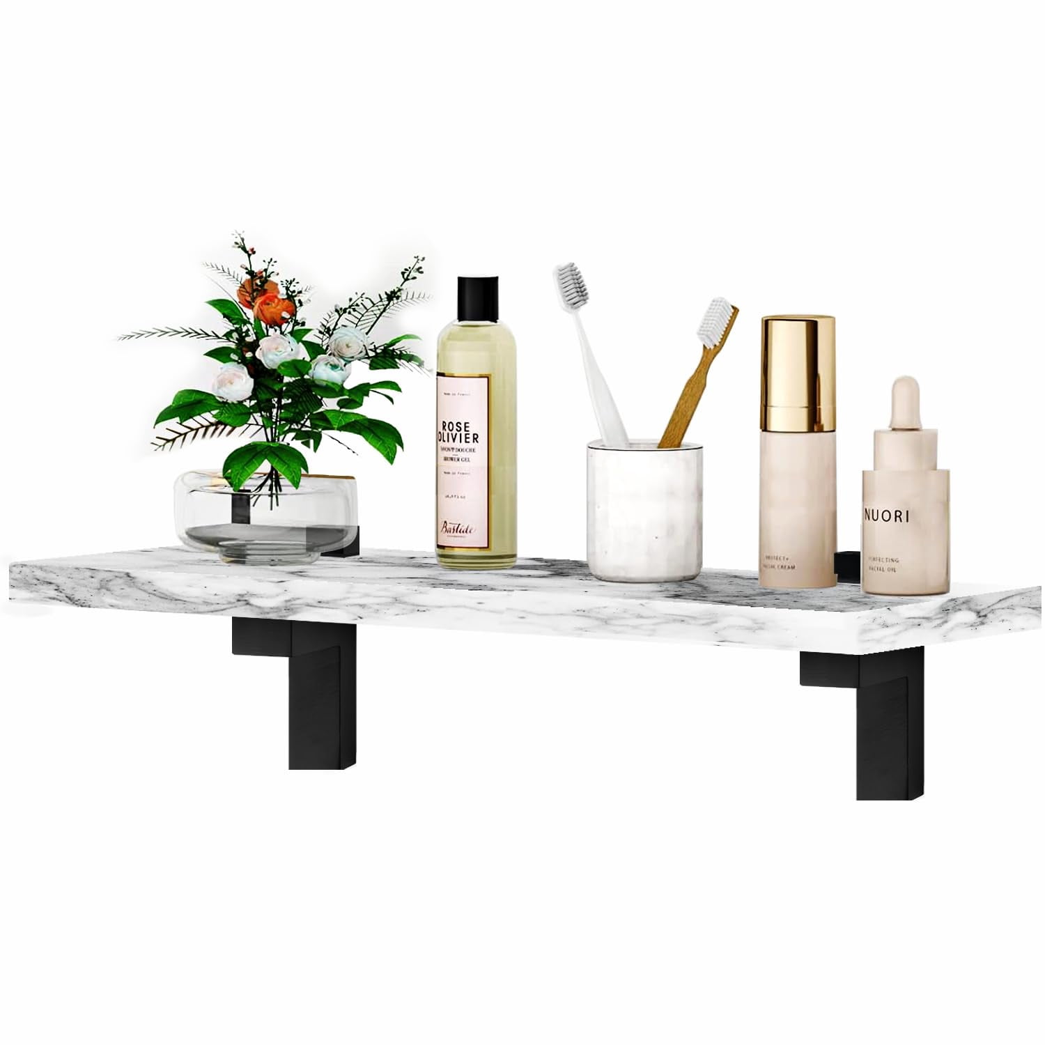 LUANT Bathroom Floating Shelves, Marble Stone Wall Mount Shelf ...