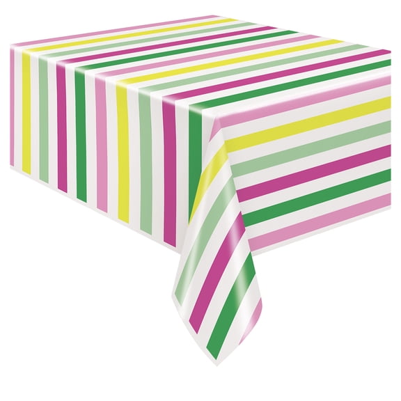 2CT 54IN x 108IN Striped Tablecover, Yellow, Pink, and Green, Luau by Way To Celebrate