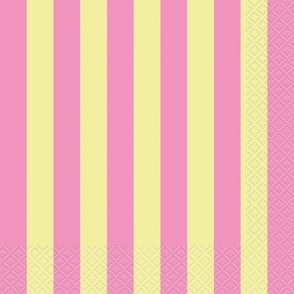 45CT 6IN x 6IN Striped Tableware Napkins, Yellow and Pink, Luau by Way To Celebrate